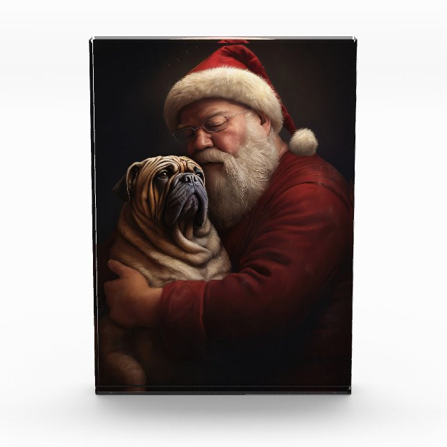 Bloque Para Fotos Shar Pei Con Navidades festivos de Santa Claus (Anverso)