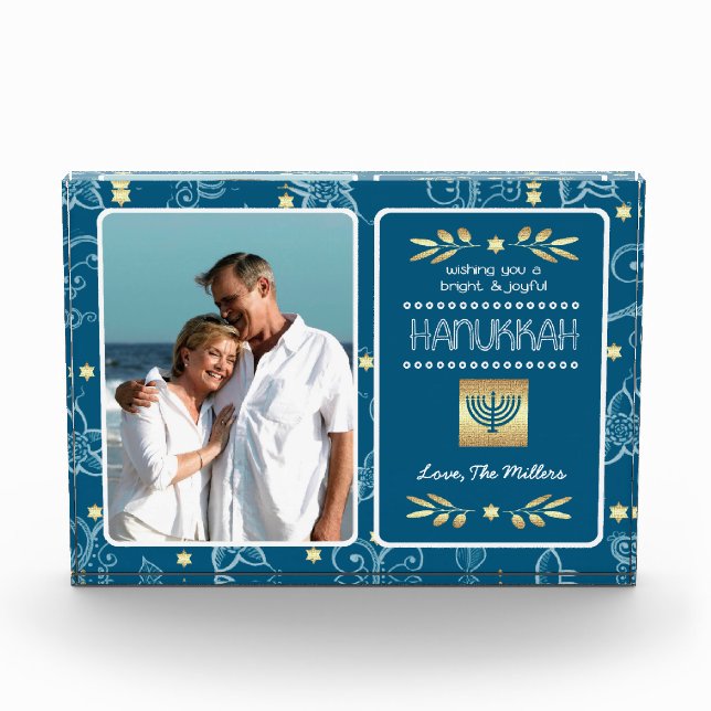Bloque Para Fotos Shine & Bright Hanukkah Personalizado (Anverso)