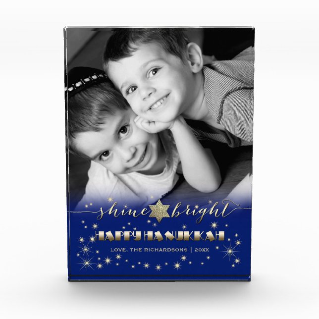 Bloque Para Fotos Shine & Bright Hanukkah Personalizado (Anverso)
