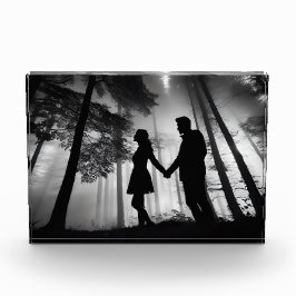 Bloque Para Fotos Silhouette Couple Beach Sunset Love Black & White