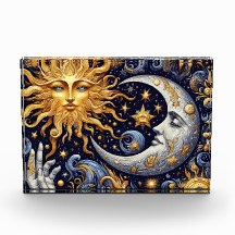 Silueta Celestial de Medianoche Sol y Luna