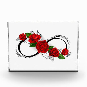 Bloque Para Fotos Símbolo de Infinito con Rosas Rojas