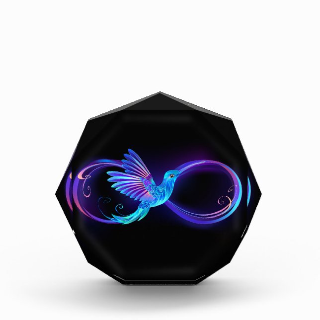 Bloque Para Fotos Símbolo de infinito neón con colibrí brillante (Anverso)