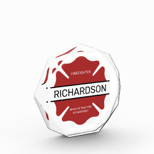 Bloque Para Fotos Símbolo del logotipo rojo del bombero personalizad