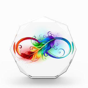 Bloque Para Fotos Símbolo infinito con plumas arcoiris
