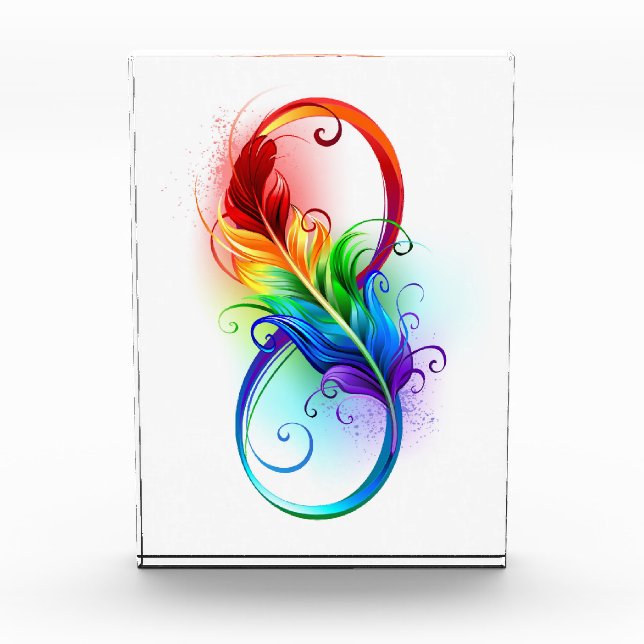 Bloque Para Fotos Símbolo infinito con plumas arcoiris (Anverso)