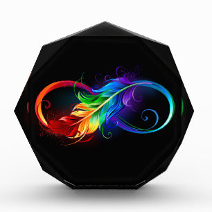 Bloque Para Fotos Símbolo infinito con plumas arcoiris