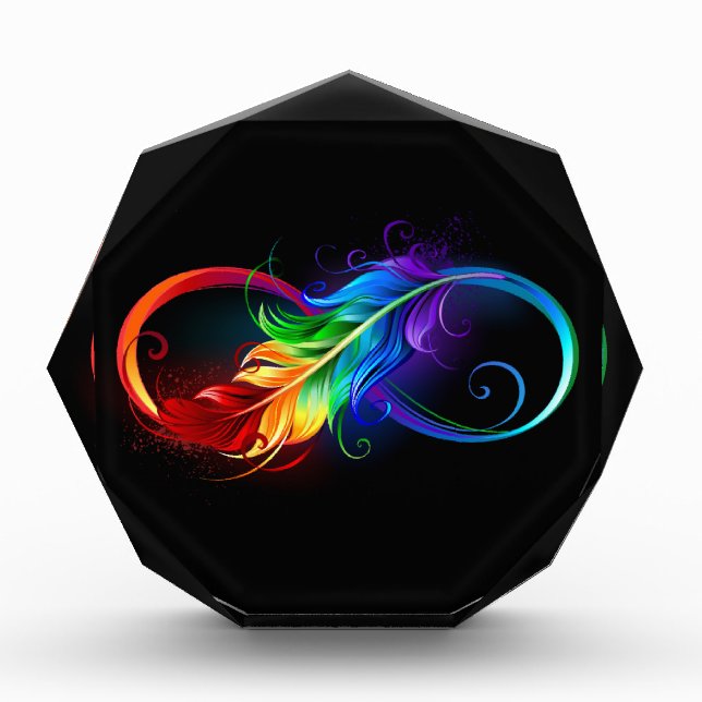 Bloque Para Fotos Símbolo infinito con plumas arcoiris (Anverso)