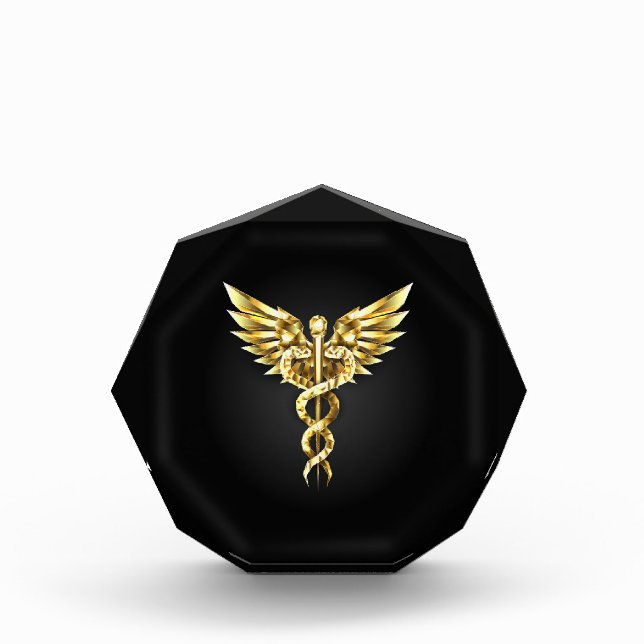 Bloque Para Fotos Símbolo poligonal de oro Caduceus (Anverso)