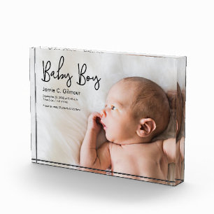 Bloque Para Fotos Simple Baby Boy invitación guión moderno
