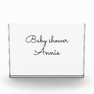 Bloque Para Fotos simple minimal add your name text baby shower thro