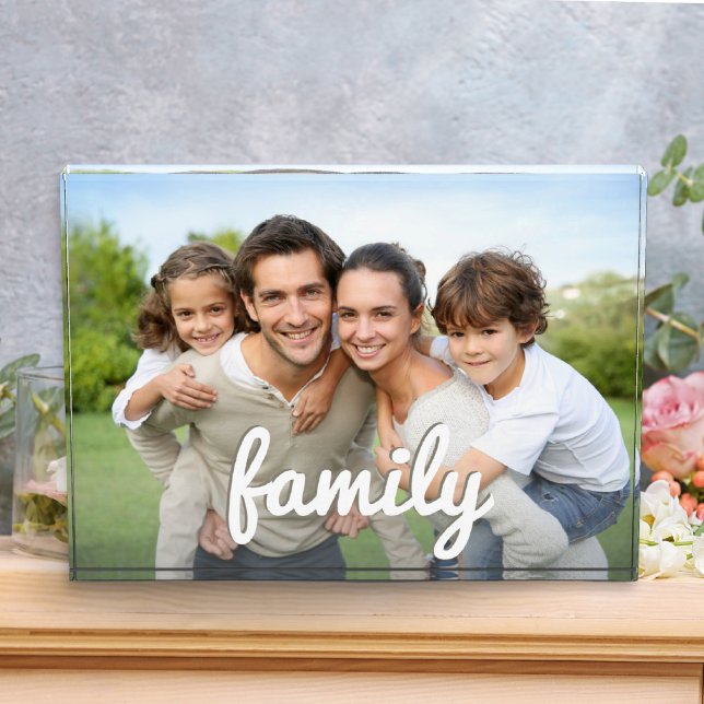 Bloque Para Fotos Simple Moda Mínima Elegante Familia Personalizado  (A modern, rectangular photo block to customize with a favorite photo of your family)
