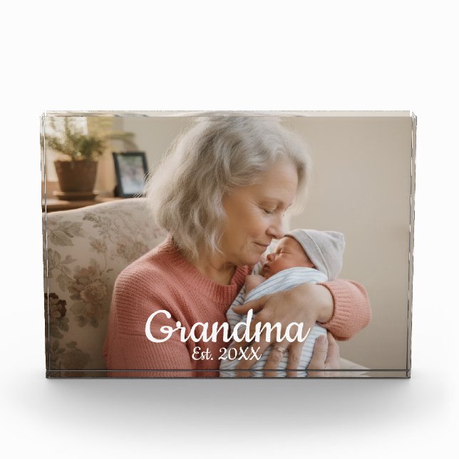 Bloque Para Fotos Simple Script Grandma Est.Photo Year (Anverso)