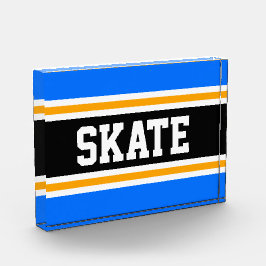 Bloque Para Fotos SKATE Athletic Bright Blue Black Yellow Stripes