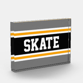 Bloque Para Fotos SKATE Atlético Gris Negro Rayas de Carreras Amaril