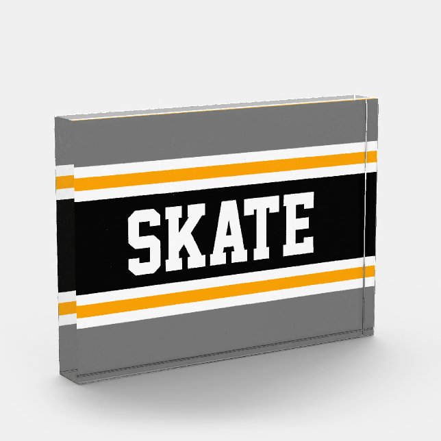 Bloque Para Fotos SKATE Atlético Gris Negro Rayas de Carreras Amaril (Izquierda)