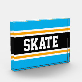 Bloque Para Fotos SKATE Diversión Atlética Azul Celeste Negro Naranj