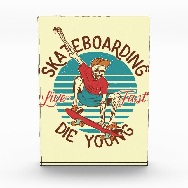 Bloque Para Fotos Skateboarder Skateboarding Live Fast (Anverso)