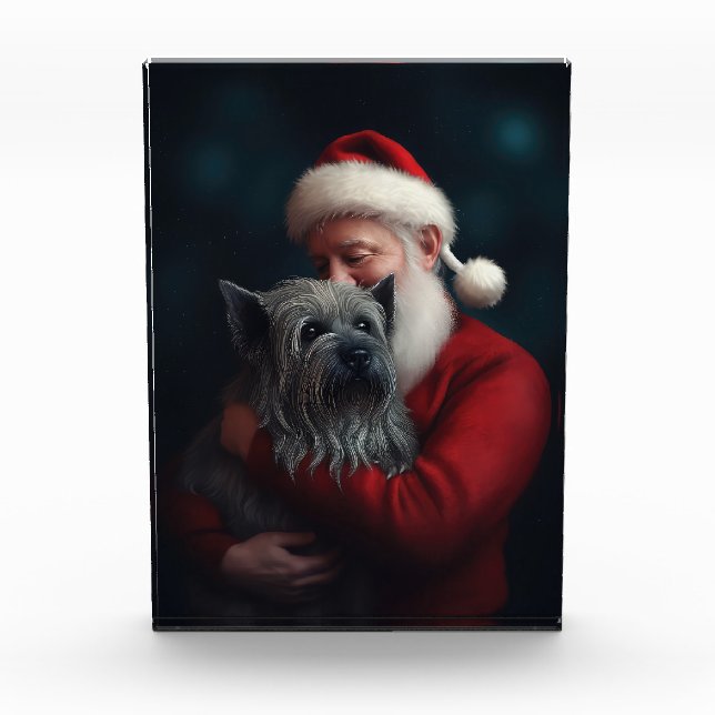 Bloque Para Fotos Skye Terrier Con Navidades festivos de Santa Claus (Anverso)