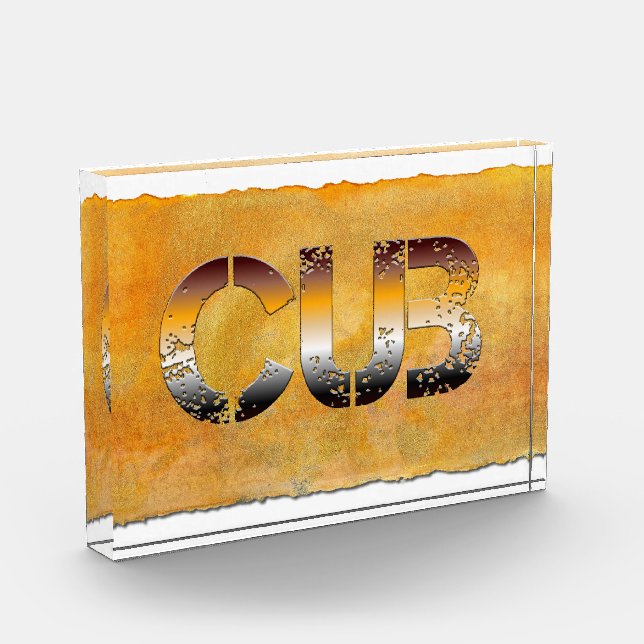 Bloque Para Fotos SlipperyJoe's cub word naranja-tonos marrones pro (Izquierda)