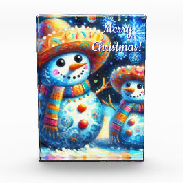 Bloque Para Fotos Snowman Snowman de arte folklórico mexicano