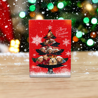 Bloque Para Fotos Snowy Merry Christmas Family Tree Photo Block