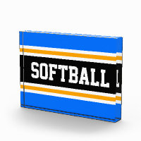 SOFTBALL Brillante Azul Blanco Negro Rayas Amarill