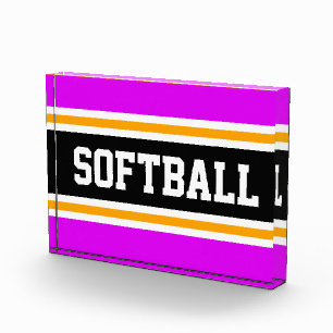 Bloque Para Fotos SOFTBALL Luminosas franjas amarillas blancas rosad