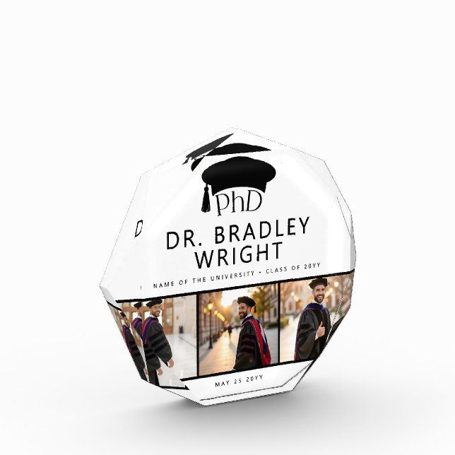 Bloque Para Fotos Sombrero de graduación de doctorado personalizado  (Izquierda)