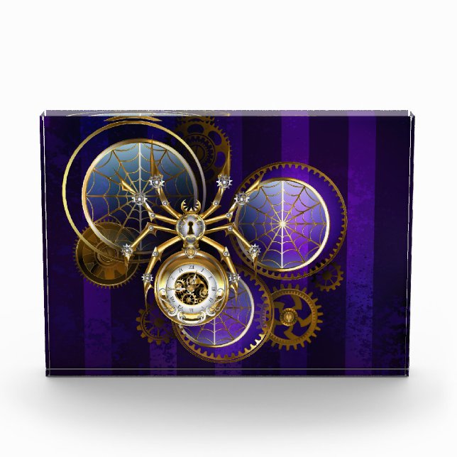 Bloque Para Fotos Spider Steampunk sobre fondo morado (Anverso)