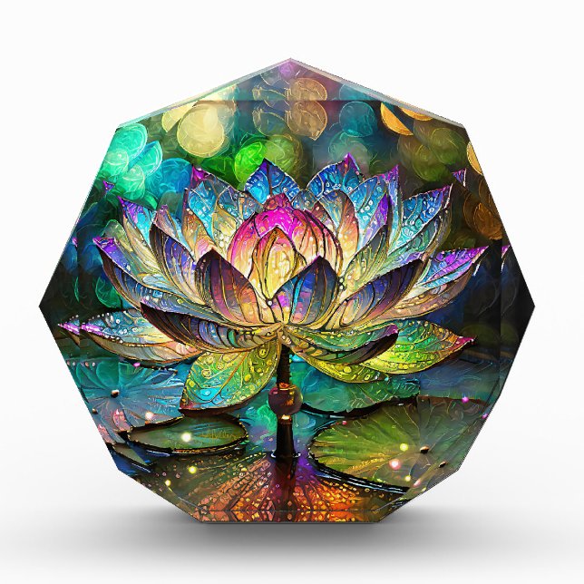 Bloque Para Fotos Stained Glass Vibrant Lotus Flower (Anverso)