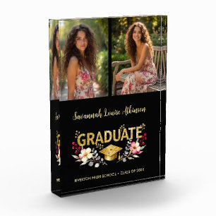 Bloque Para Fotos Stunning Black Gold Floral Senior Graduation MH26
