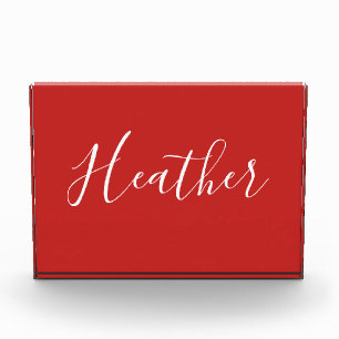 Bloque Para Fotos Su guión blanco Personalizado en rojo