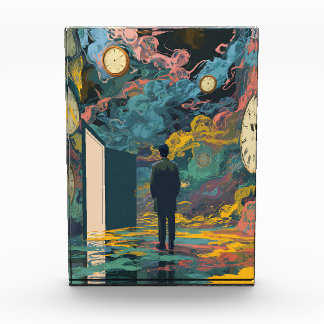 Bloque Para Fotos Surreal Figure Room Swirling Clocks Smoke Wall Art