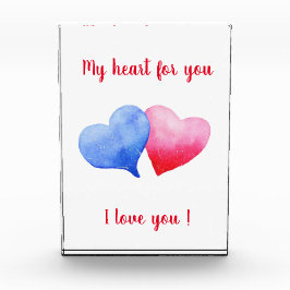 Bloque Para Fotos Te amo la acuarela del corazón rojo y azul
