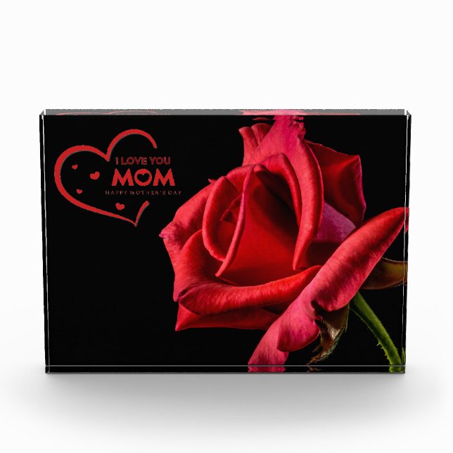 Bloque Para Fotos Te Amo Mamá Red Rose Photo Block (Anverso)
