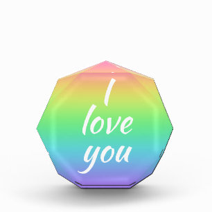 Bloque Para Fotos Te Amo Octagon Rainbow AcrylBlock