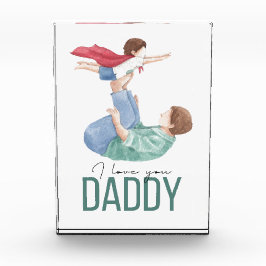 Bloque Para Fotos Te Amo Papá Superhéroe Padre e Hijo Saludo