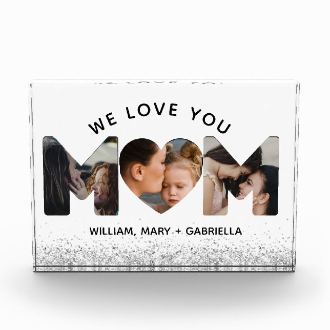 Bloque Para Fotos Te Queremos Mamá Personalizado 3 Collage de fotos, (Anverso)