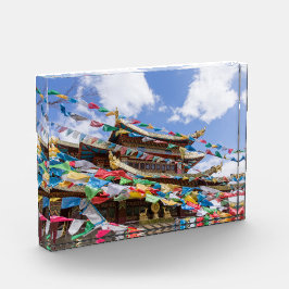 Bloque Para Fotos Templo tibetano con banderas de oración - Yunnan,