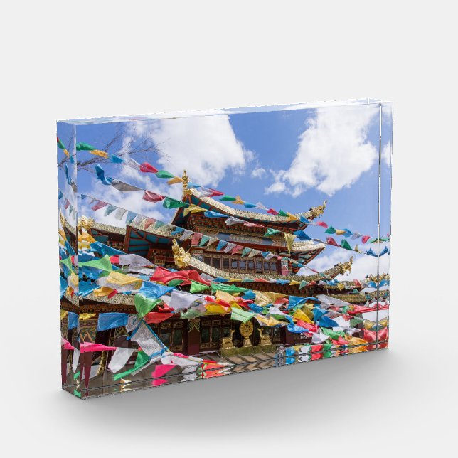 Bloque Para Fotos Templo tibetano con banderas de oración - Yunnan,  (Izquierda)