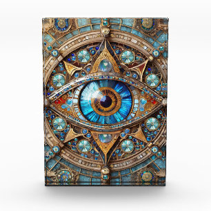 Bloque Para Fotos Tercer Ojo - Mandala dorada azul turquesa