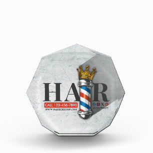 Bloque Para Fotos Tienda de peinado de barbero Rey Corona Poste de b