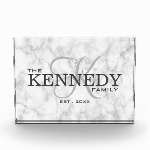 Bloque Para Fotos Tipografía de apellido de familia de mármol elegan