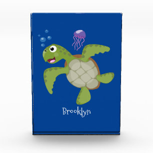 Bloque Para Fotos Tortuga marina verde suave feliz ilustracion perso