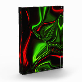 Bloque Para Fotos trazos curvados verdes y rojos sobre fondo oscuro