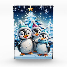 Bloque Para Fotos Tres adorables pingüinos