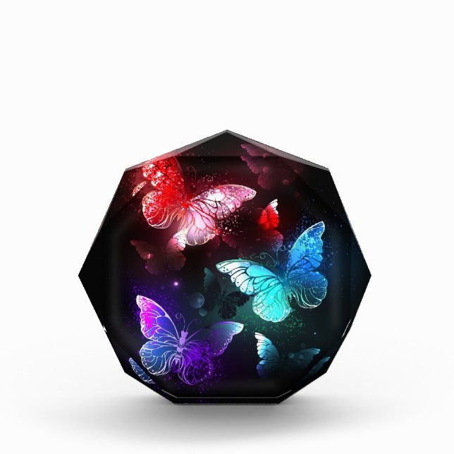 Bloque Para Fotos Tres mariposas brillantes en el fondo nocturno (Anverso)