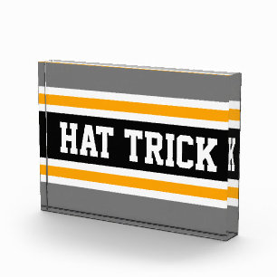 Bloque Para Fotos TRICK gorra audaz franjas de hockey amarillo gris 