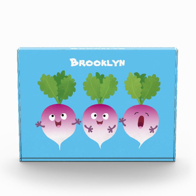 Bloque Para Fotos Trío de verduras de nabo lindo personalizado (Anverso)
